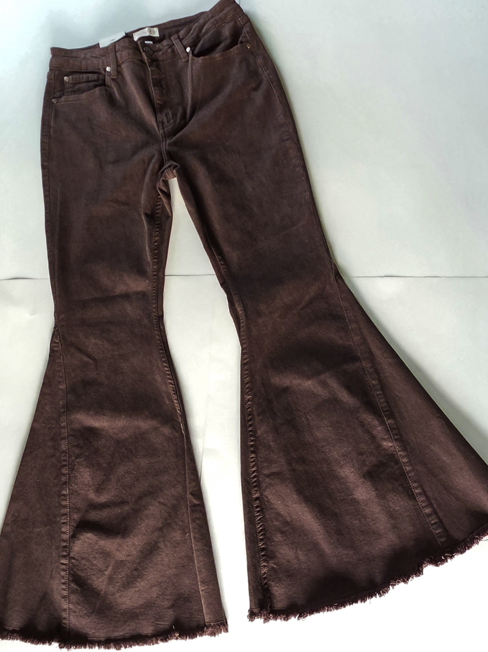 NWT Shyanne Boot Barn Brown Stretch Flare Jeans 31x32 Coastal Cowgirl Boho Fall